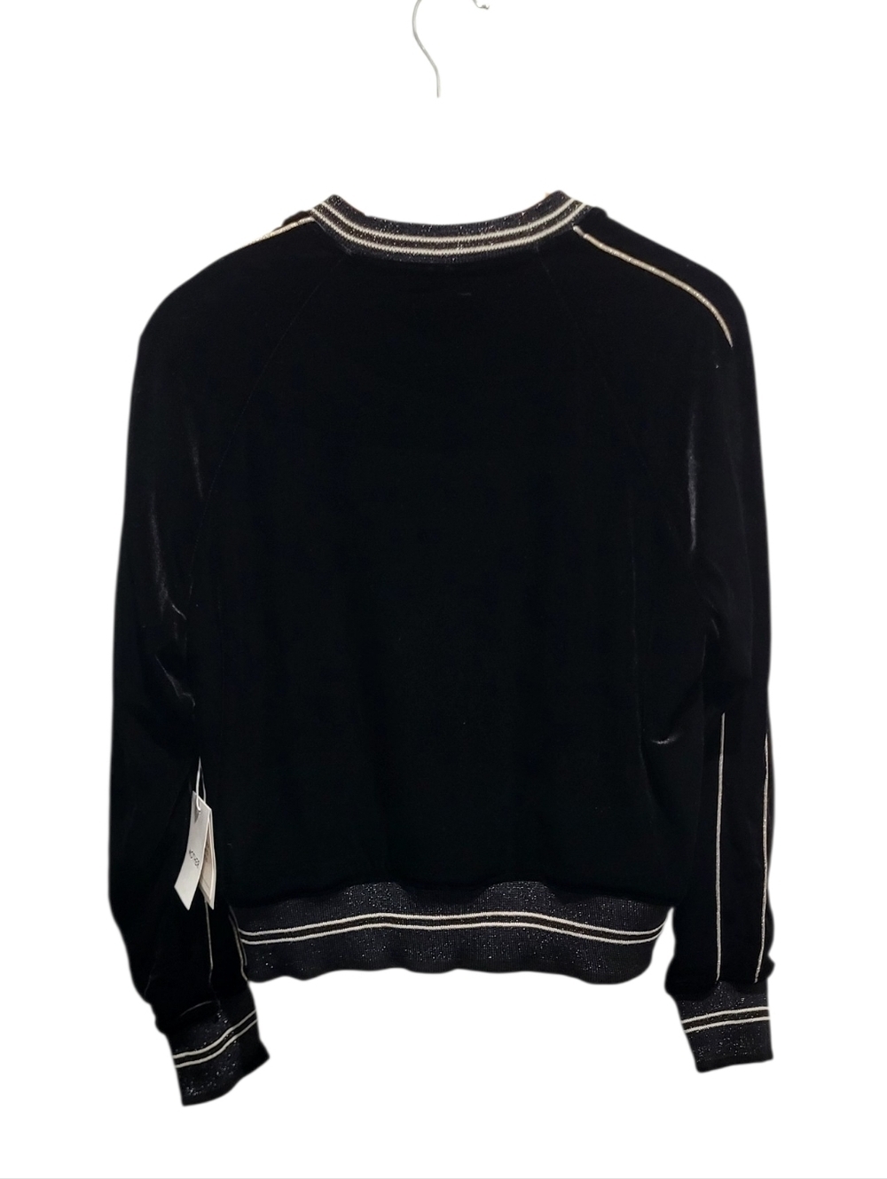 MOTHER The Runner Letterman Jacket Black Metallic Racer Stripe Bomber Large NWT - Picture 2 of 6